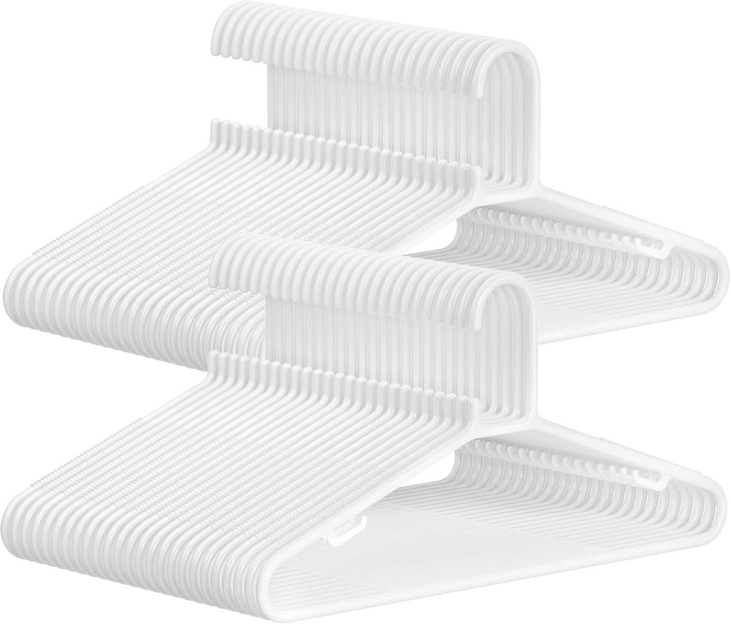 Grucce Per Bambini Bianche – Confezione Da 100 – Appendini In Plastica A Forma Di U, 29x16.5 Cm, Antiscivolo Con Protezione Per Collo, Salvaspazio