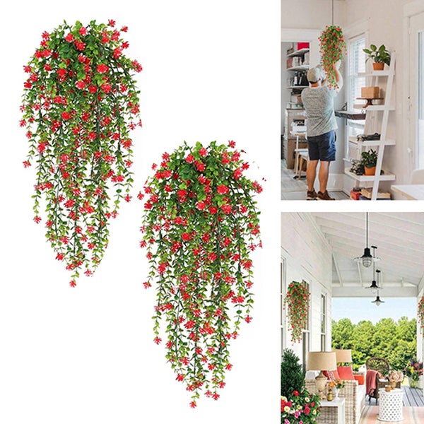Lot De 4 Plantes Artificielles Suspendues, Fleurs Artificielles Sur Le Decoration De Maison Fleurs Suspendues 120cm 95198754