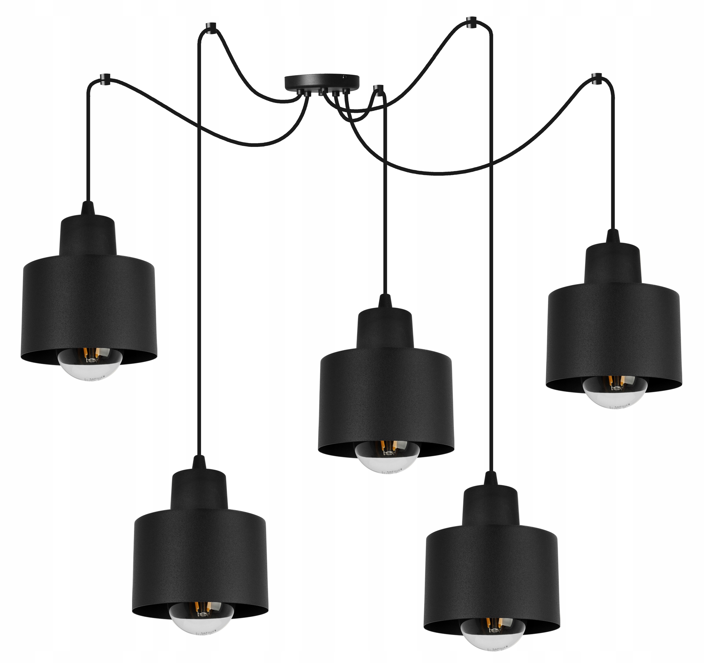 Lampa sufitowa wisząca Spider Panta modern 5xE27 abażur walec czarny Light Home LH