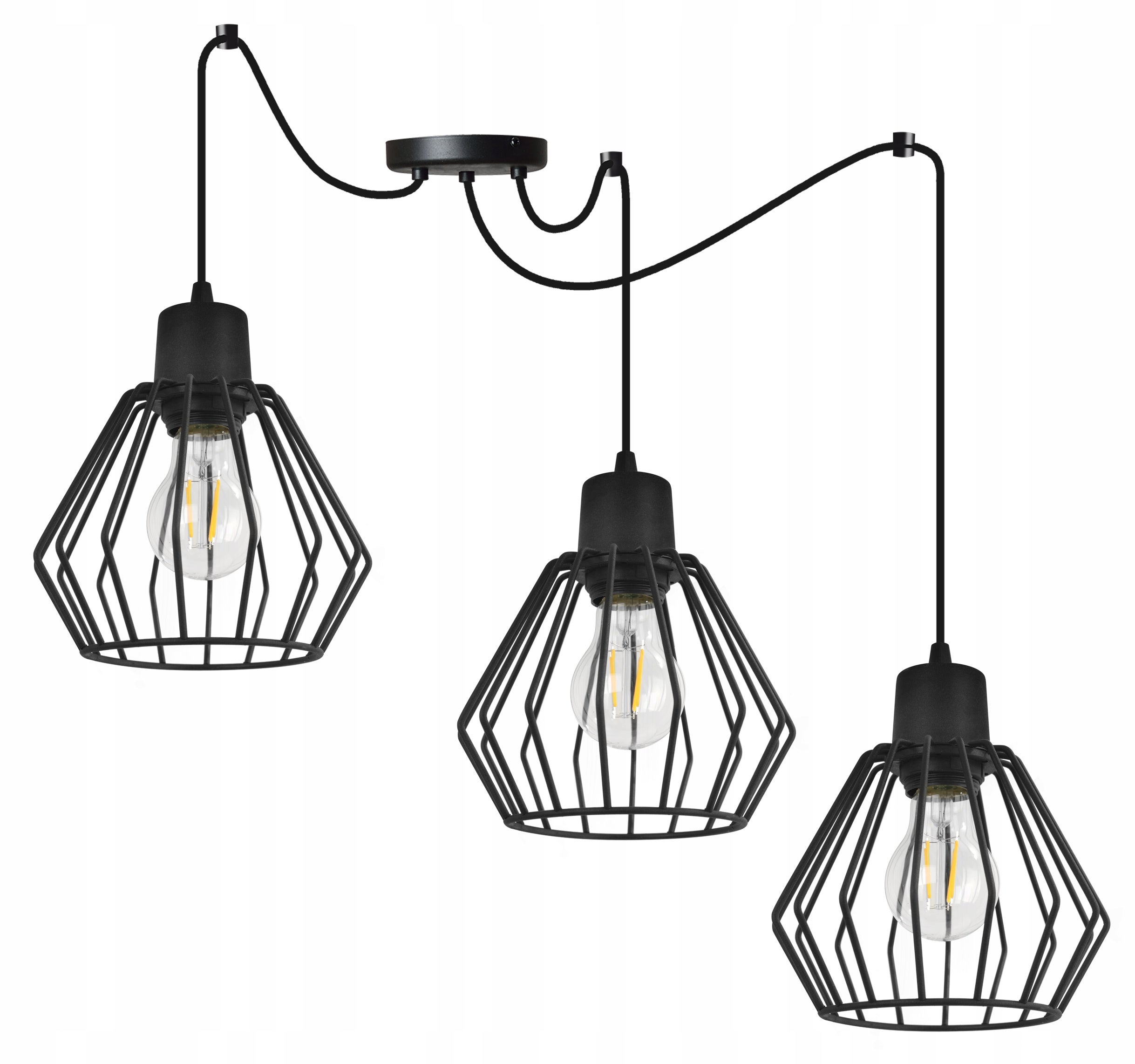 Lampa sufitowa wisząca Spider Nuvola modern 3xE27 abażur geometryczny czarny Light Home LH