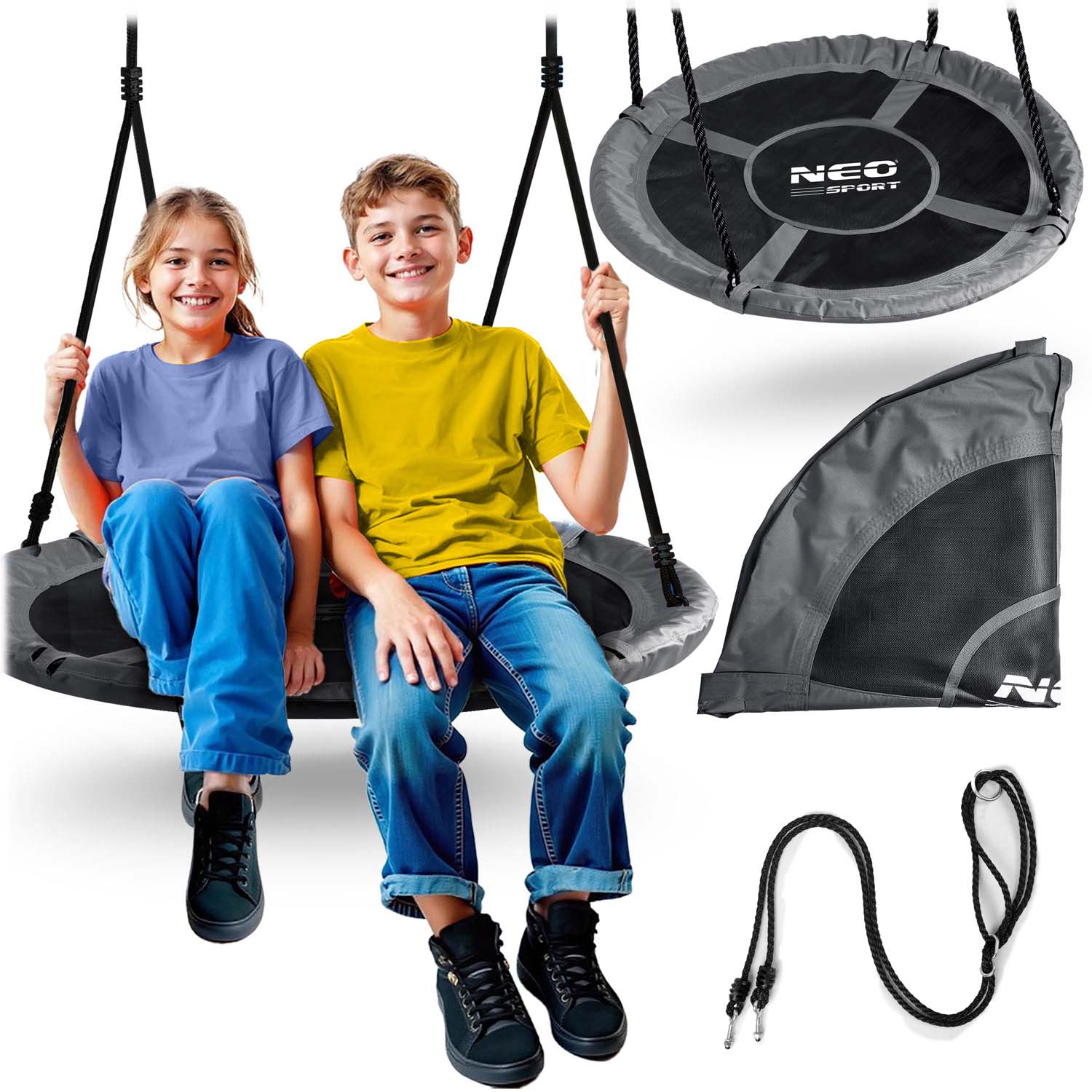 Huśtawka ogrodowa Neo-sport NS-103 dla dzieci bocianie gniazdo 150kg duża 100 cm XXL
