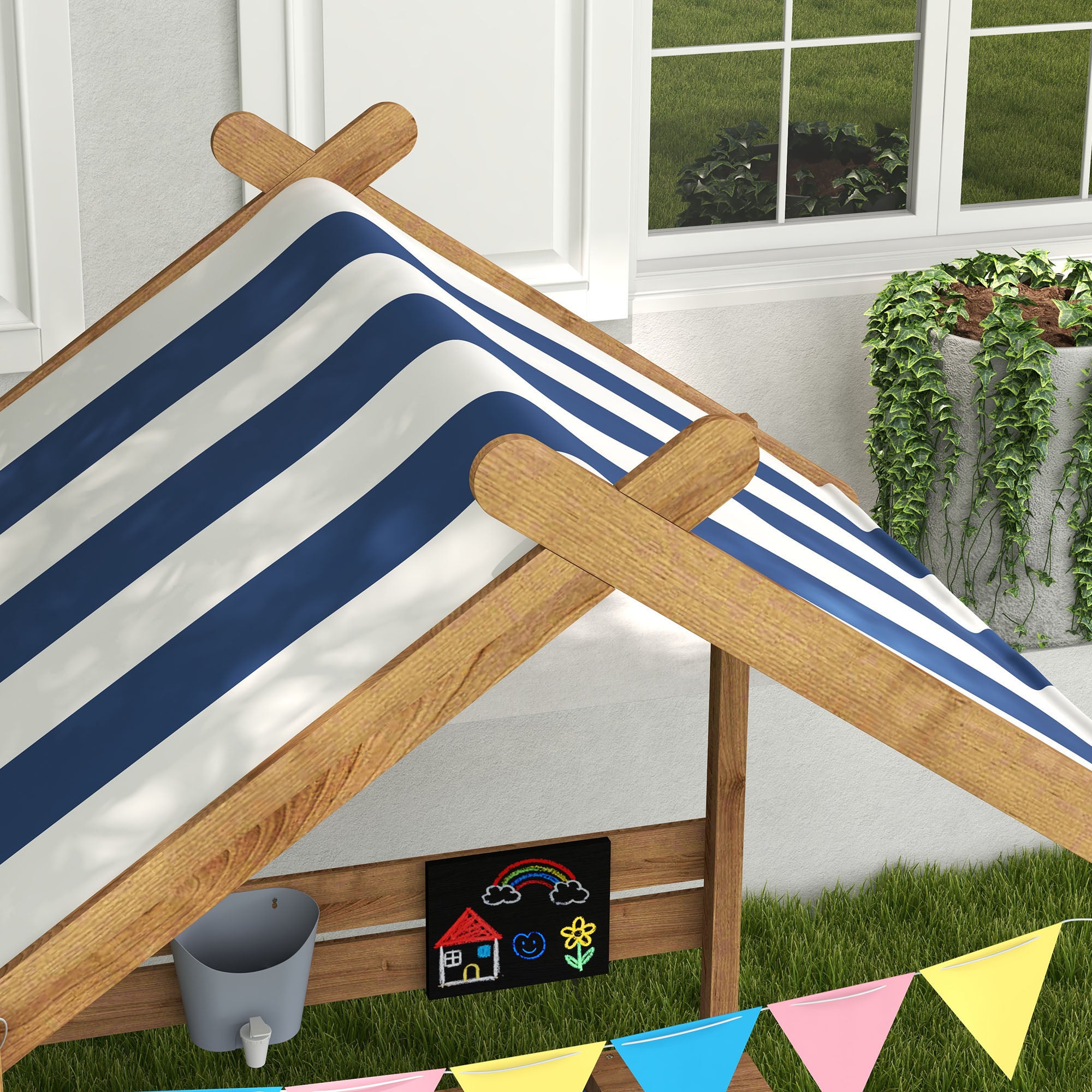 Caixa de Areia Infantil Outsunny Madeira de Abeto Castanha 124x116x146 cm - 8
