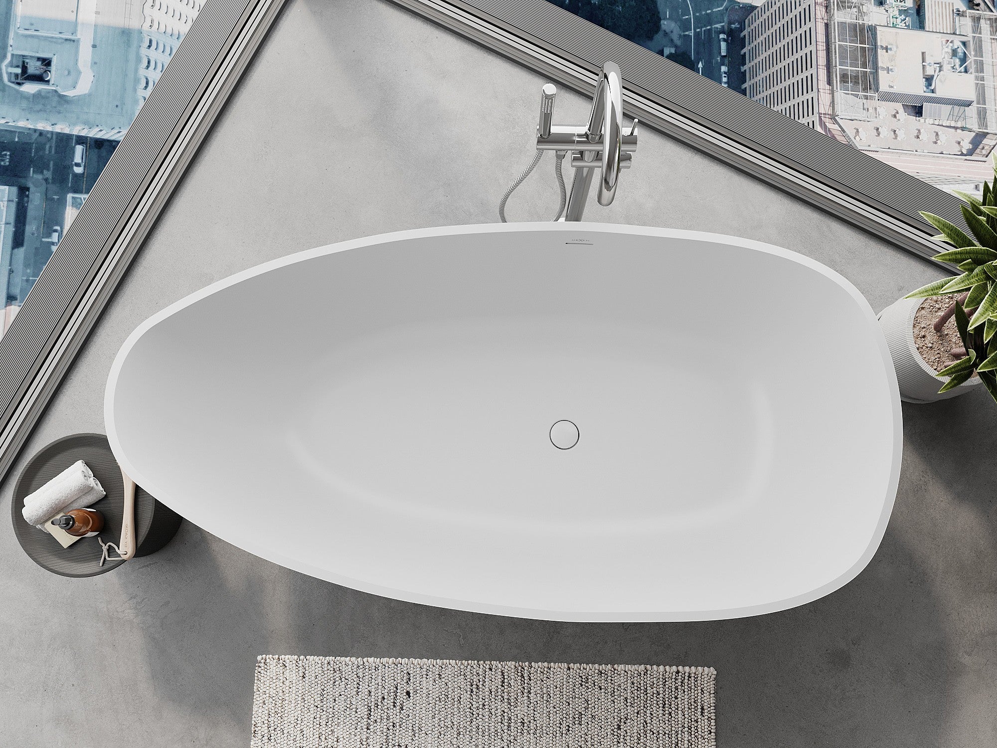 Mexen Imola bañera exenta de conglomerado 160 x 81 cm, blanco mate - 57281608000 - 4