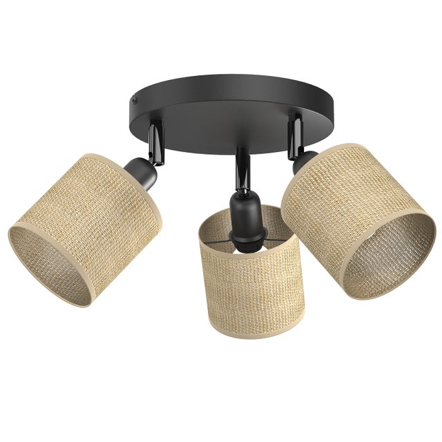 Lampa sufitowa wisząca Jute Spot kremowo-czarny mat 3xE27x15W wym: 21 x 34 x 34 cm tkanina Luminex