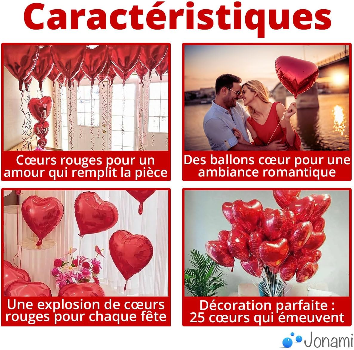 25 Ballon Coeur Rouge Hélium Décoration Romantique pour La Saint ...