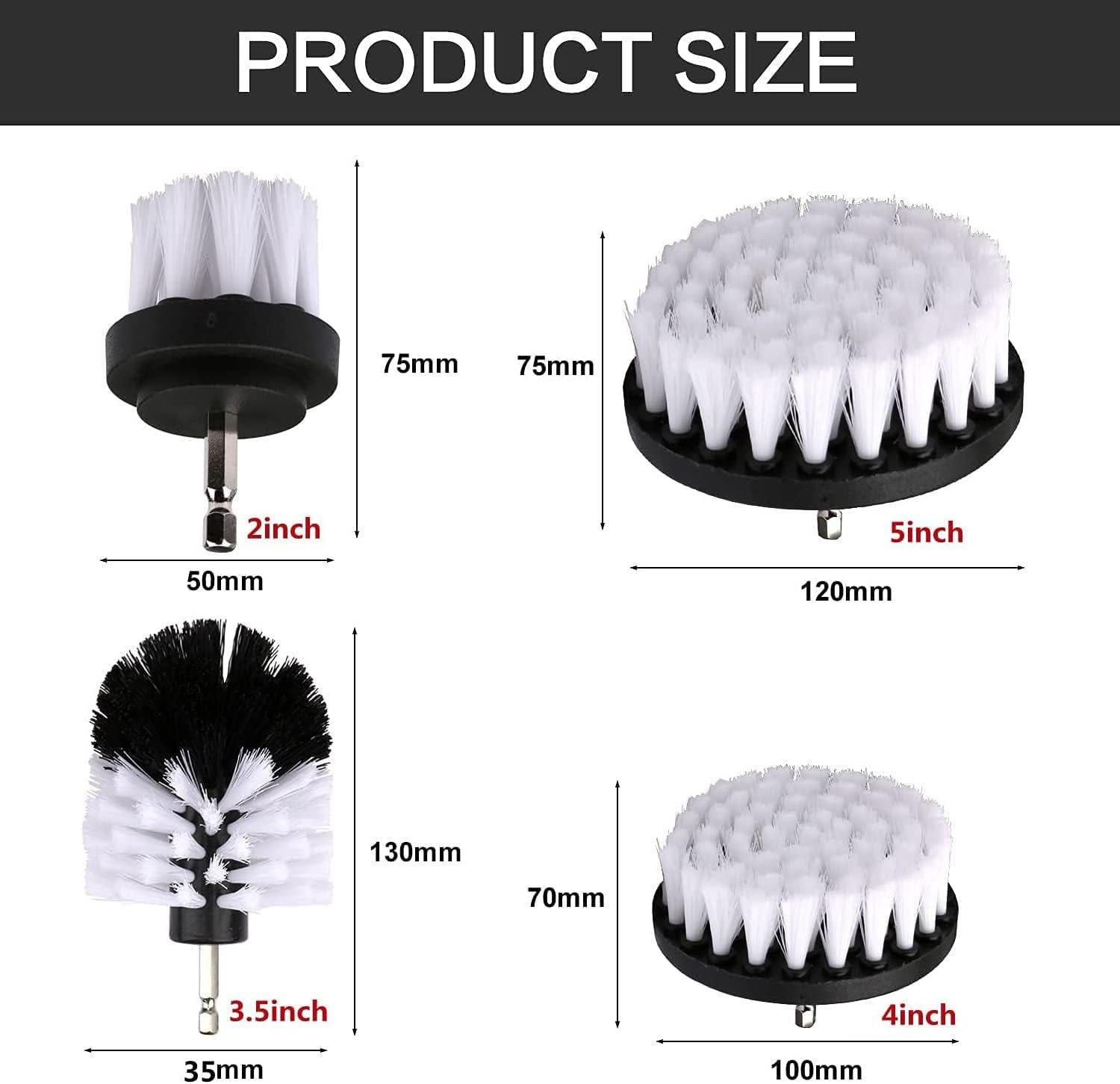 Brosse Nettoyage Perceuse 4 pièces, Brosse pour Perceuse Voiture, Brosse pour Perceuse Brosse Nettoyage, pour Carrelage Baignoire Toilettes Blanc - 2