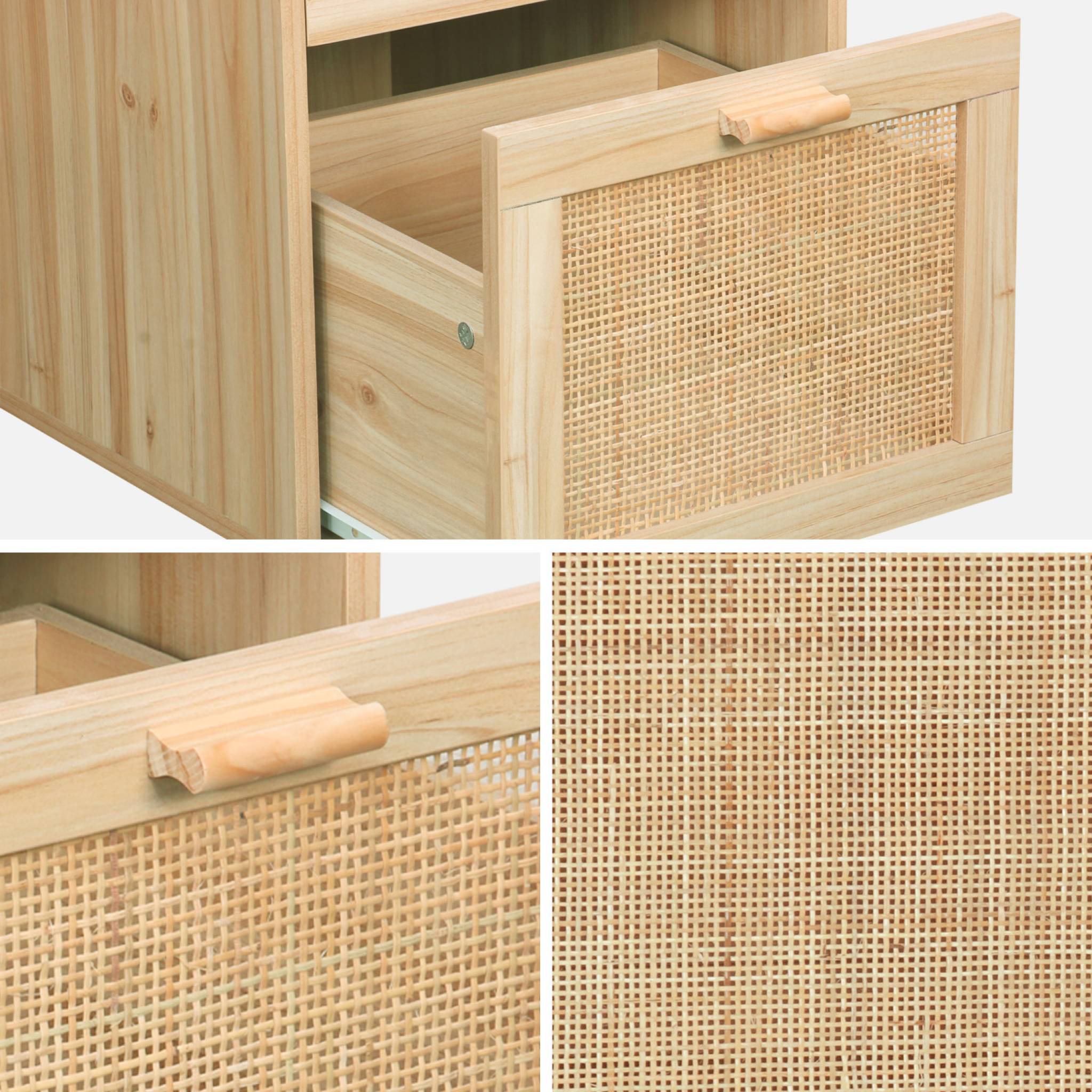 Bureau décor bois et cannage - Camargue - 120cm. 2 tiroirs - 7