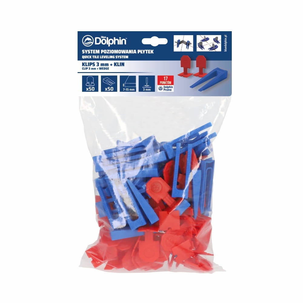 SSP MIX CZERWONY, Blue Dolphin, 3mm, 50 KLINÓW + 50 KLIPSÓW