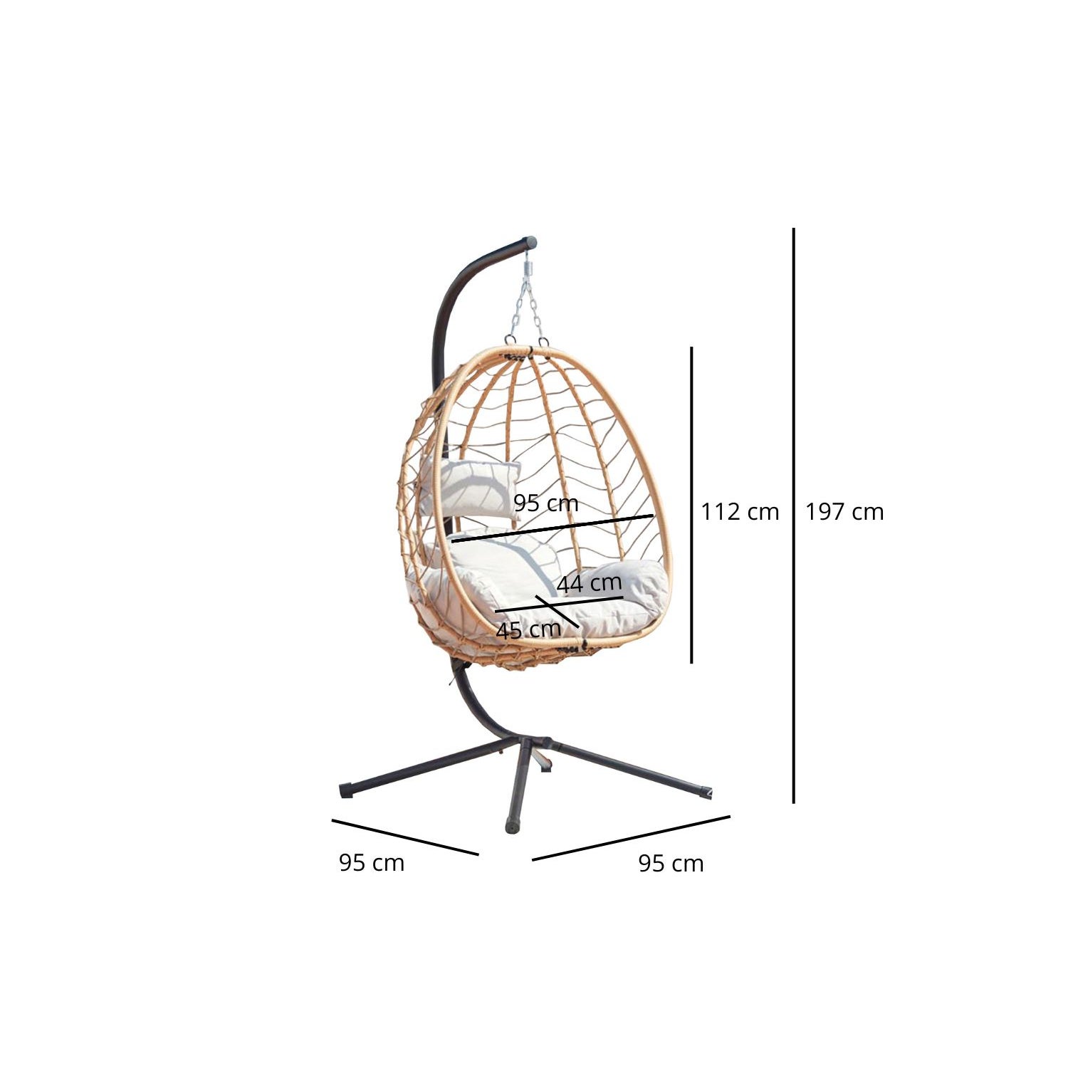 LIMA Cadeira suspensa em resina com efeito rattan natural - 7