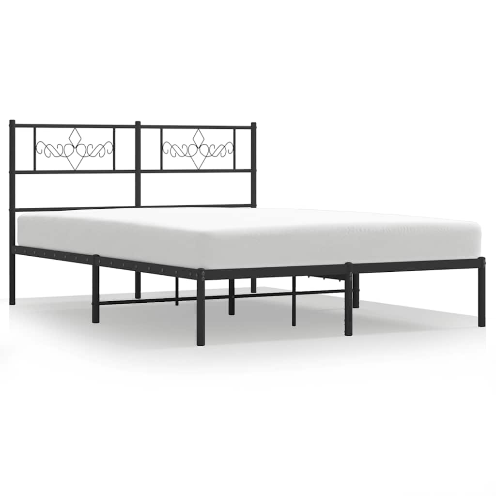 Łóżko Metalowe Czarne Rama Łóżka Ze Stelażem Do Sypialni Pokoju 135x190 cm