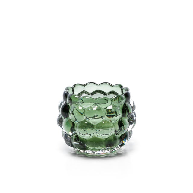 Portavelas de vidrio reciclado en verde 11,2x11,2x8,5 cm