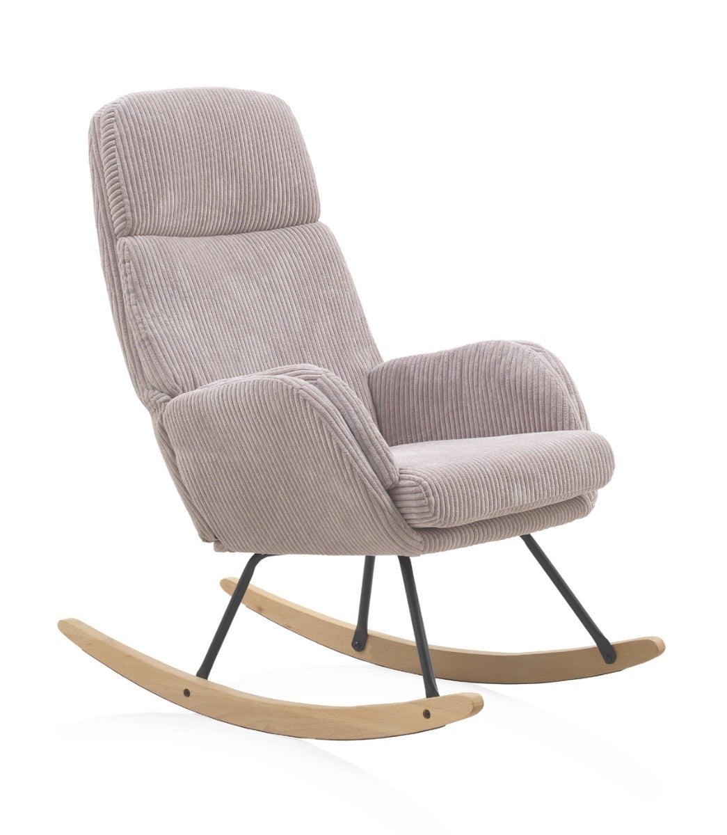 Sillón Balancín HOMCOM Tapizado En Terciopelo - Sillón De Lactancia O Relax, Estructura Acero Y Patas De Madera, Color Amarillo