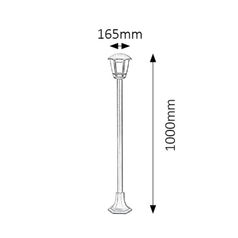 Lampa ogrodowa stojąca Sorrento czarna matowa LED 8W 3000K 500lm IP44 wym: 100 x 16,5 x 16,5 cm tworzywo sztuczne Rabalux