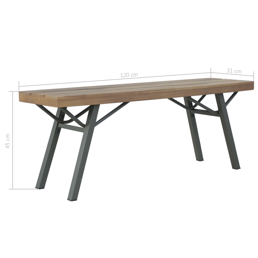 Banc de jardin meuble de patio d'extérieur terrasse 120 x 31 x 45 cm bois d'acacia solide 02_0011193 - 6