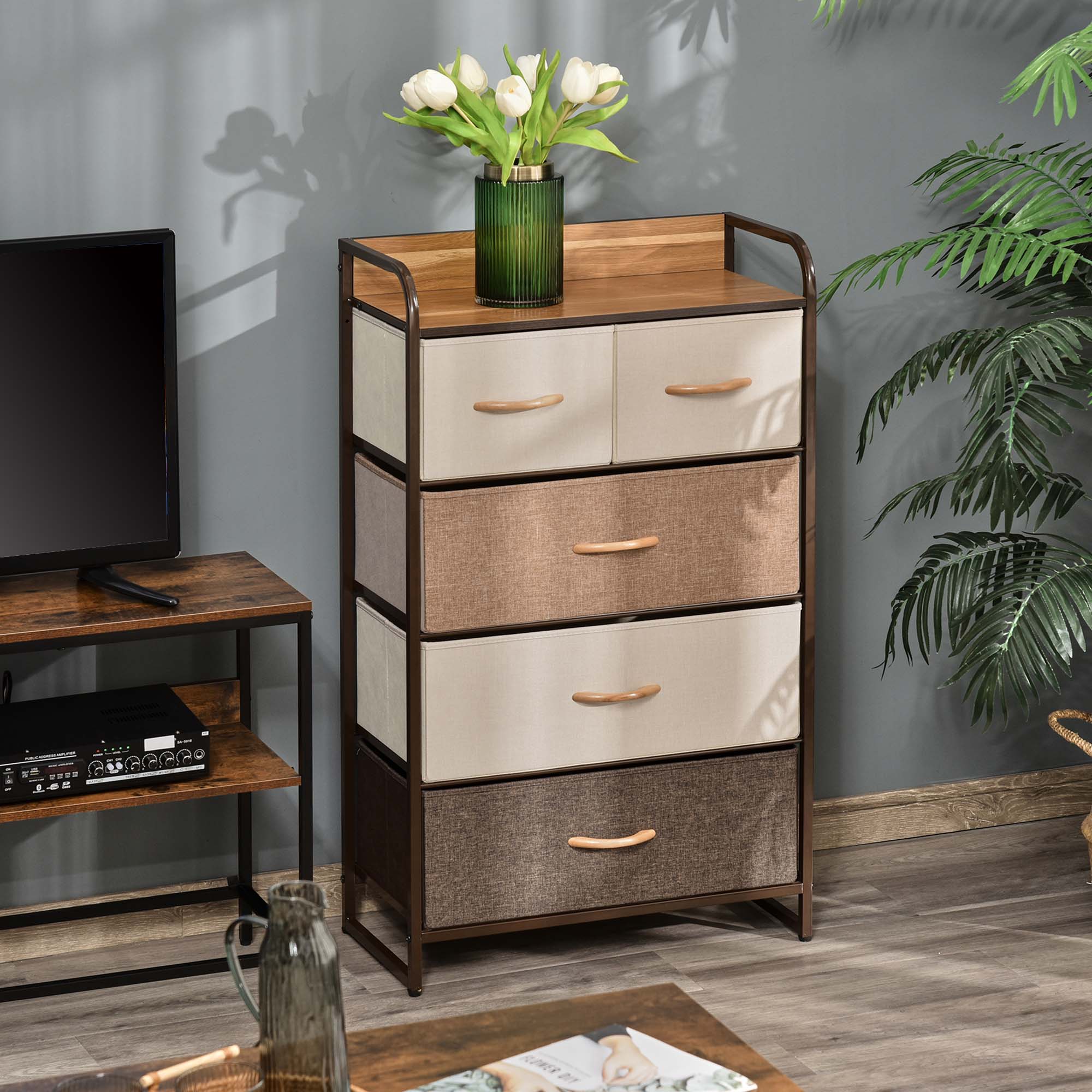 Casiers HOMCOM de rangement : dimensions 58x29x99, 5 tiroirs, en MDF ...