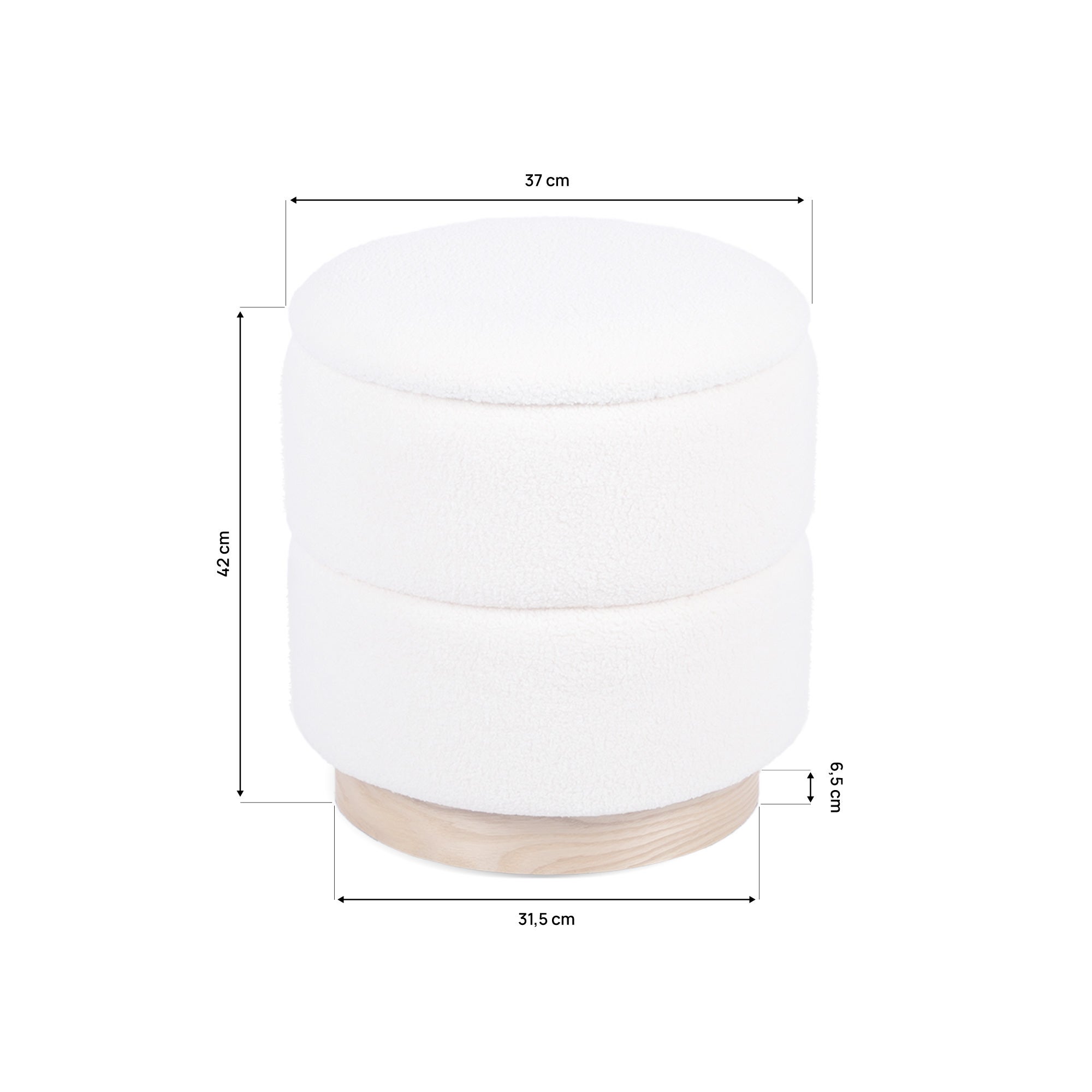 Pouf coffre ROMÉO tissu bouclette blanc - 2