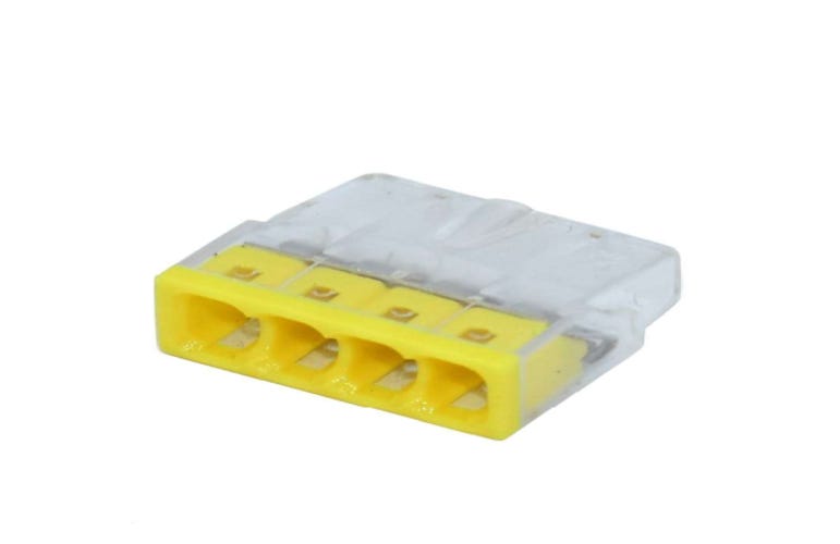 Pack de 50 bornes de connexion rapide a levier WAGO 5 entrées fil soup Pack de 50 bornes de connexion rapide a levier WAGO 5 entrées fil soup