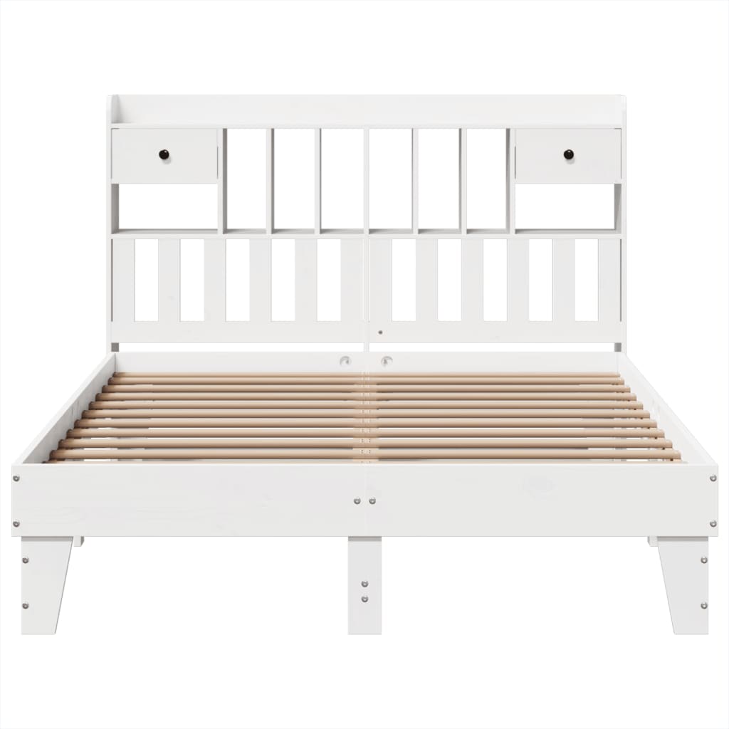 Cadre de lit sans matelas blanc 160 x 200 cm bois de pin massif - 4
