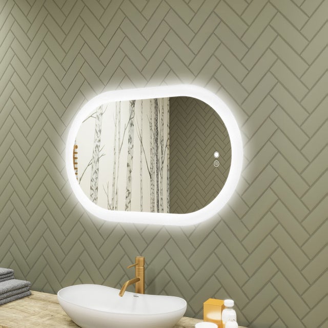 Espelho casa de banho LED oval 80x50 cm ARTFORMA – retroiluminado, tátil, antiembaciamento, luminoso