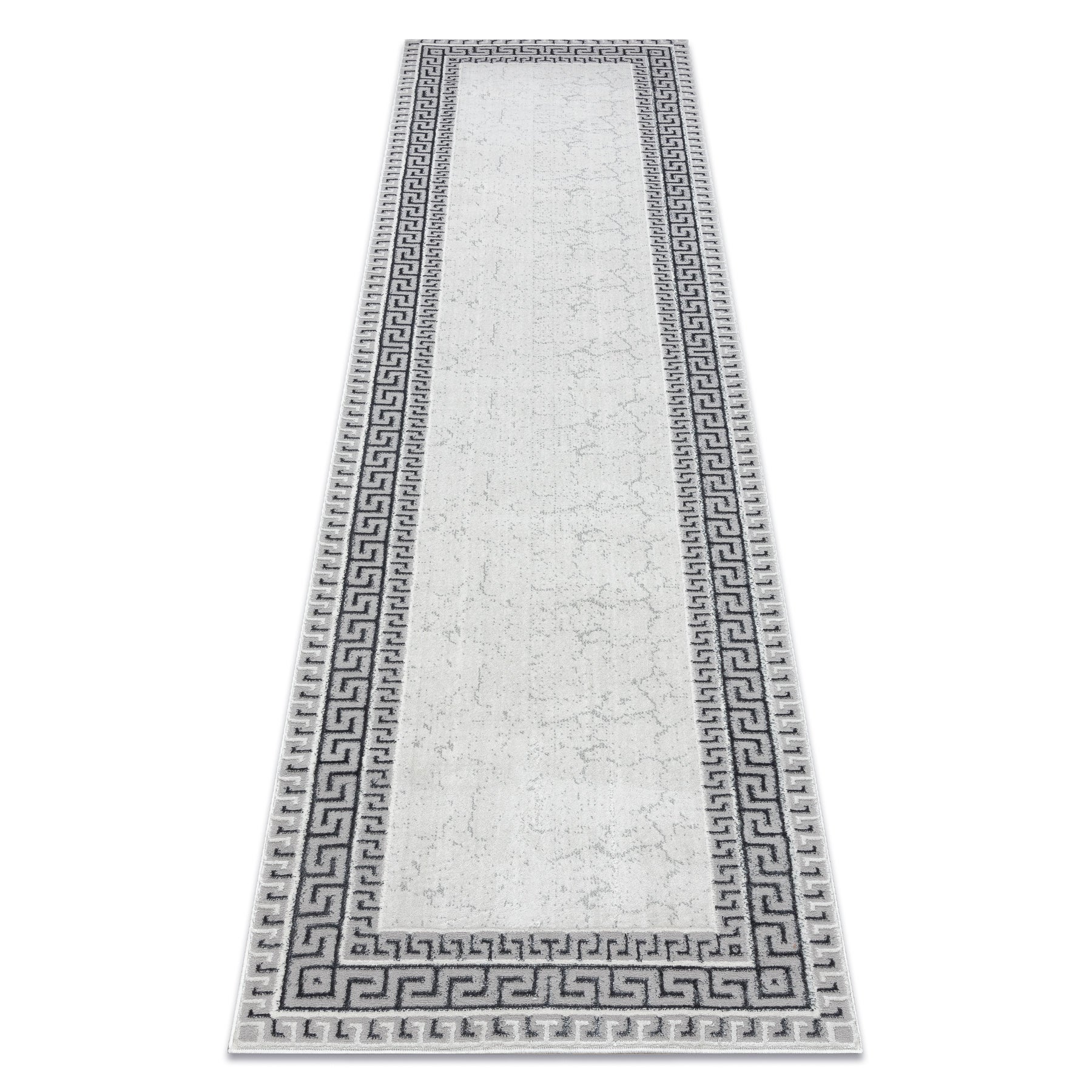 Dywan, chodnik ALLURE 1960 Grecki klucz, ramka - Strukturalny, stylowy, glamour biały / szary 60x300 cm