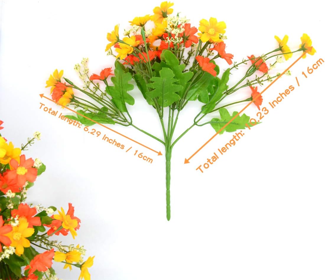 4 Bouquet de Bouquet de Fleurs Artificielles 28 Têtes, Mignon Faux Marguerite Fleur pour Usage Extérieur Mariage Maison Jardin Décor (Blanc) - 3