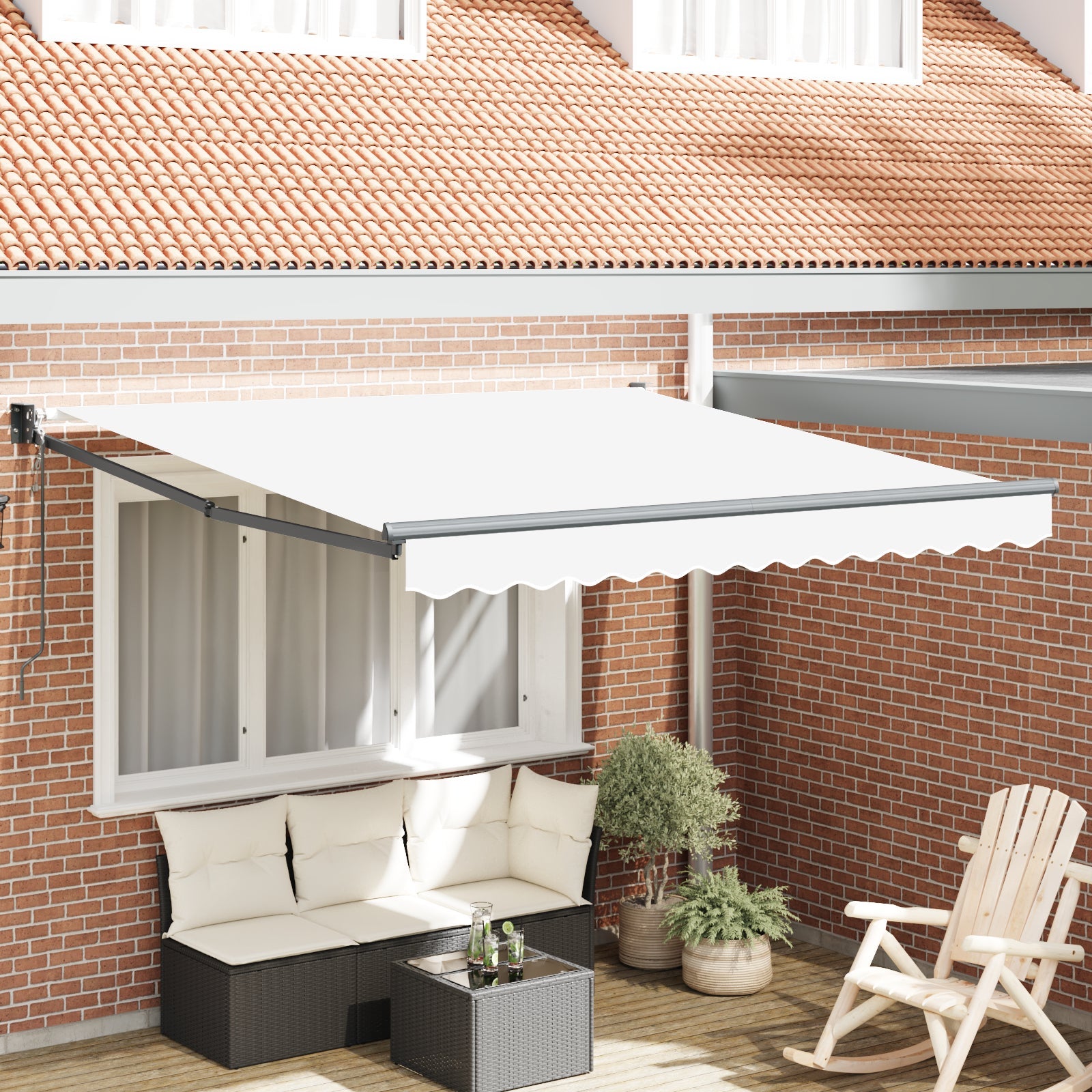 Markiza zwijana Biały 350 x 250 cm Poliester i aluminium vidaXL