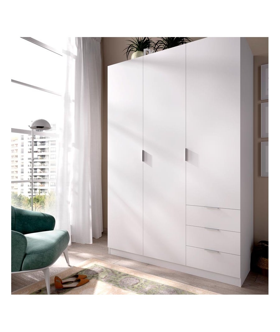 ARMADIO 3 ANTE E 3 CASSETTI NINE - Bianco -121 x 52 x 180 cm - 2