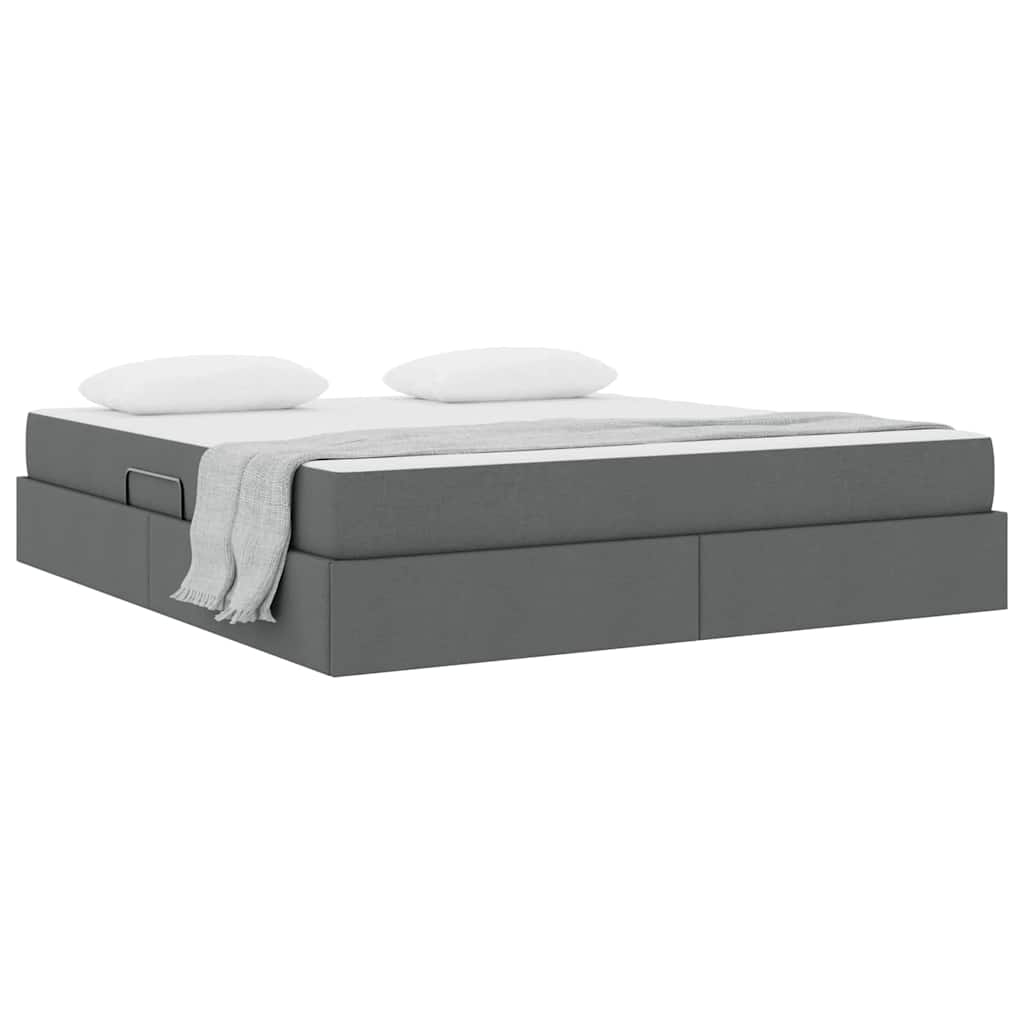 Lit avec rangement et matelas gris foncé 160 x 200 cm polyester - 3