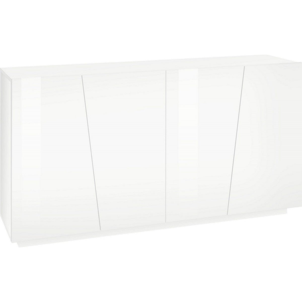 Credenza Cucina Moderna - 160x35x100cm, 4 Ante E Ripiani Regolabili, Bianco Opaco