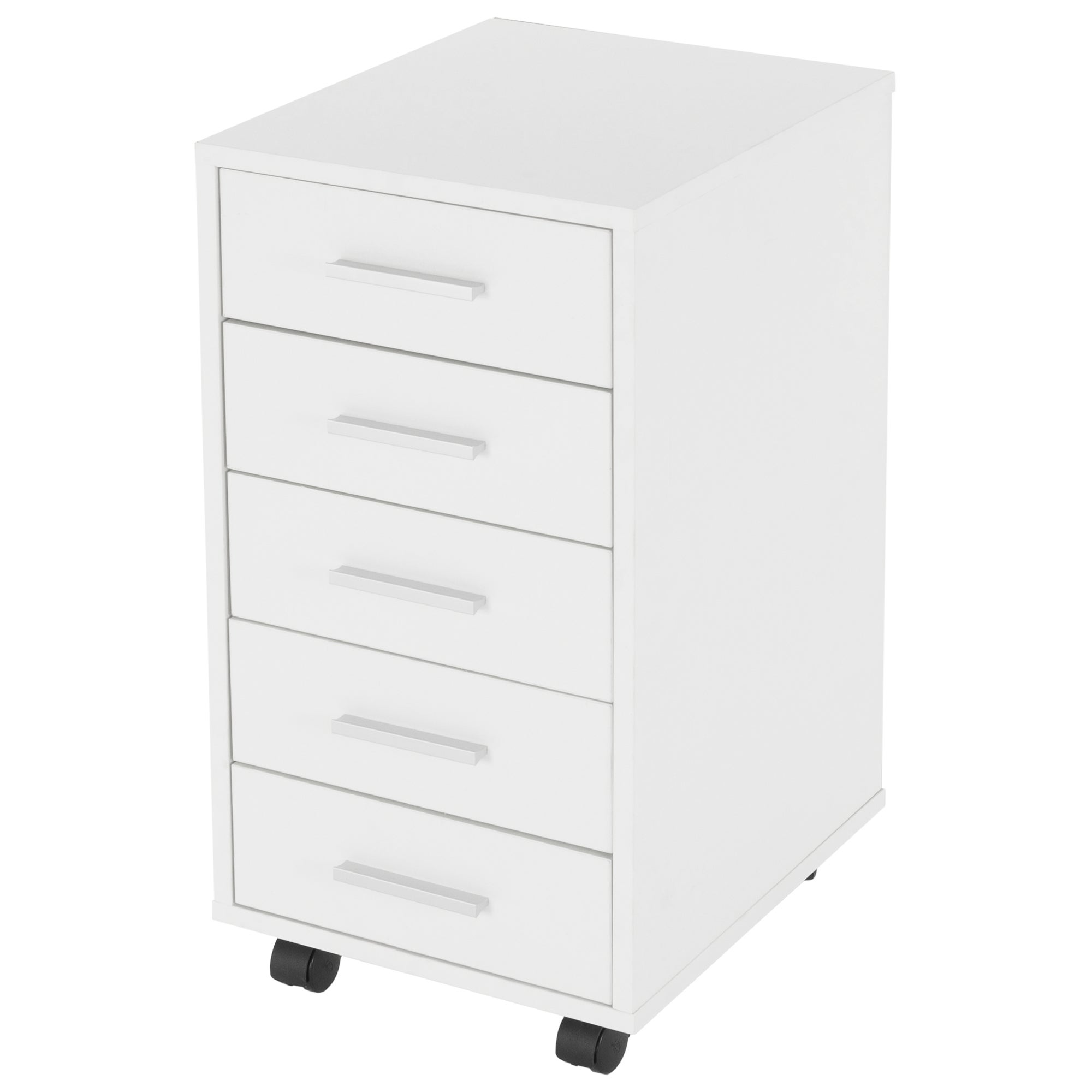 ML-Design Kontener mobilny z 5 szufladami, 33x38x63,5 cm, Bialy, Plyta wiórowa melaminowana, Szafa aktowa mobilna, Szafa biurowa na kólkach, Kontener