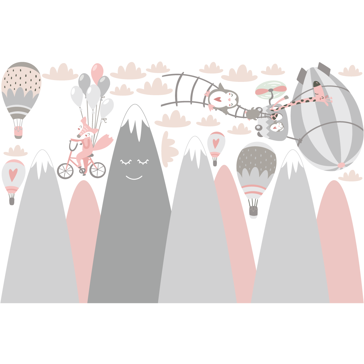 Adesivo bambino di montagna scandinavo animali divertenti - Sticker adesivo - adesivi murali - 90x135cm - 2