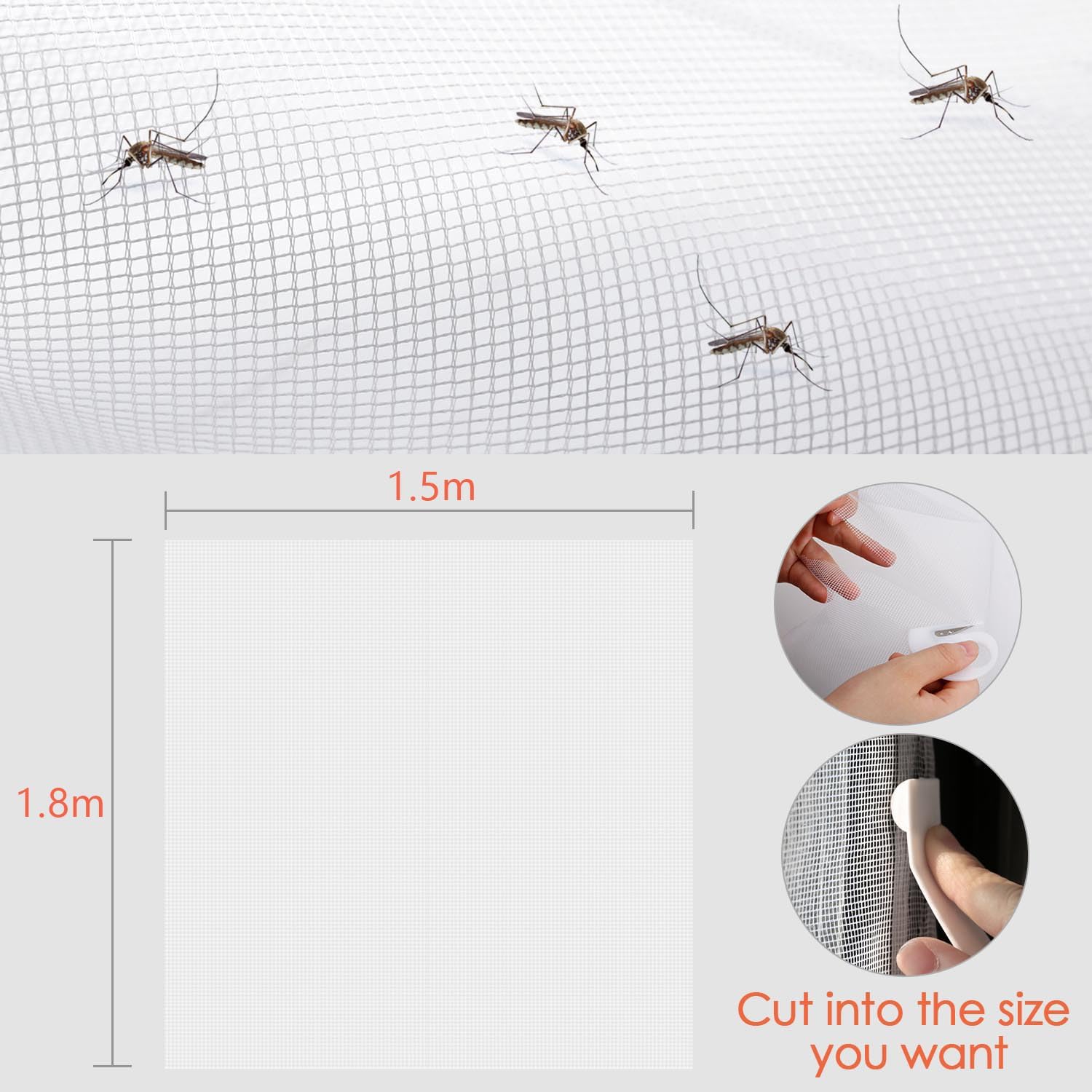 Lot De 2 Moustiquaires Pour Fenêtre 170x180 Cm – Cinkee, Noires, Ajustables Et Coupables, En Polyester