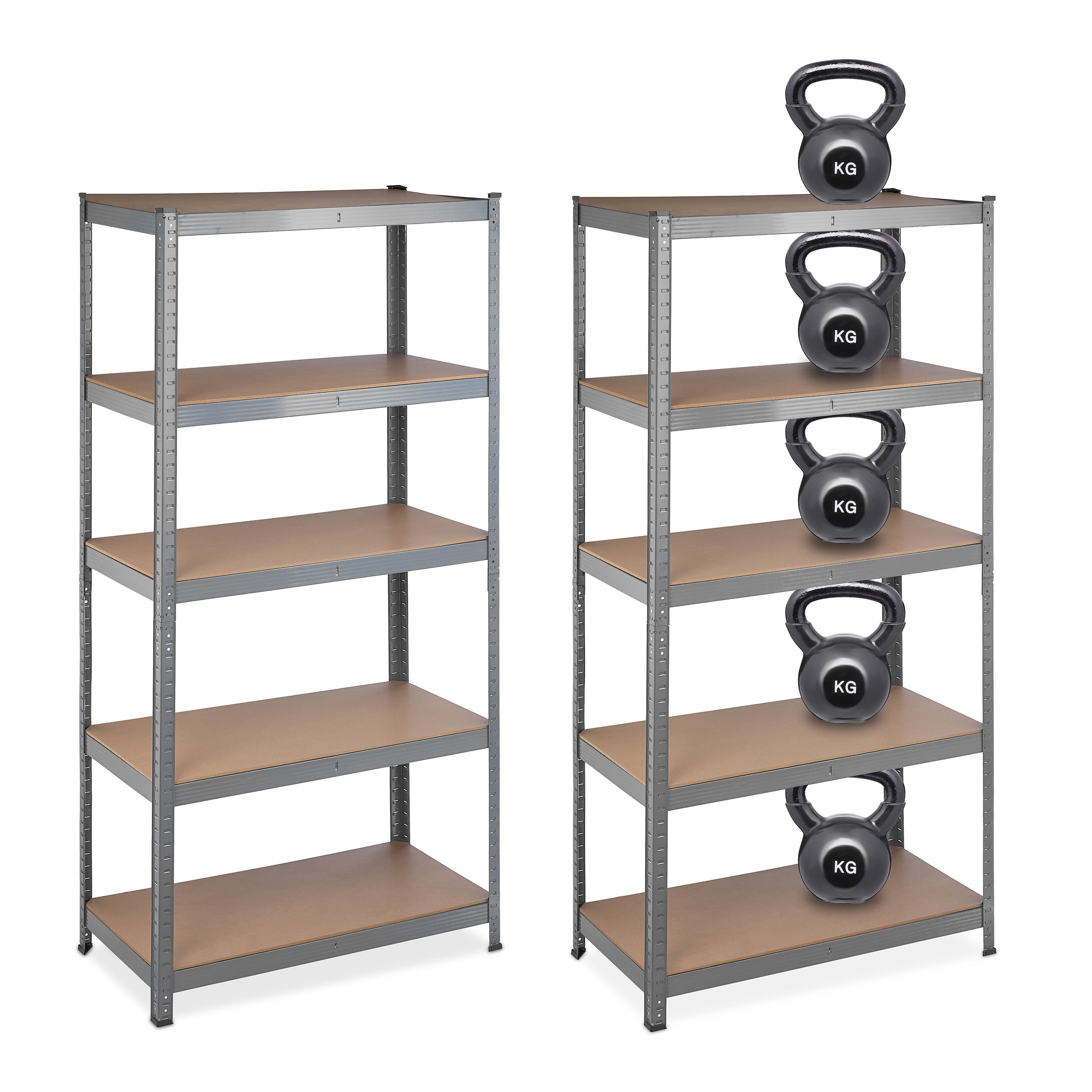 Étagère à Charge Lourde Relaxdays 875 Kg - 5 Niveaux Ajustables, Garage Cave Atelier, 180x90x45 Cm Gris
