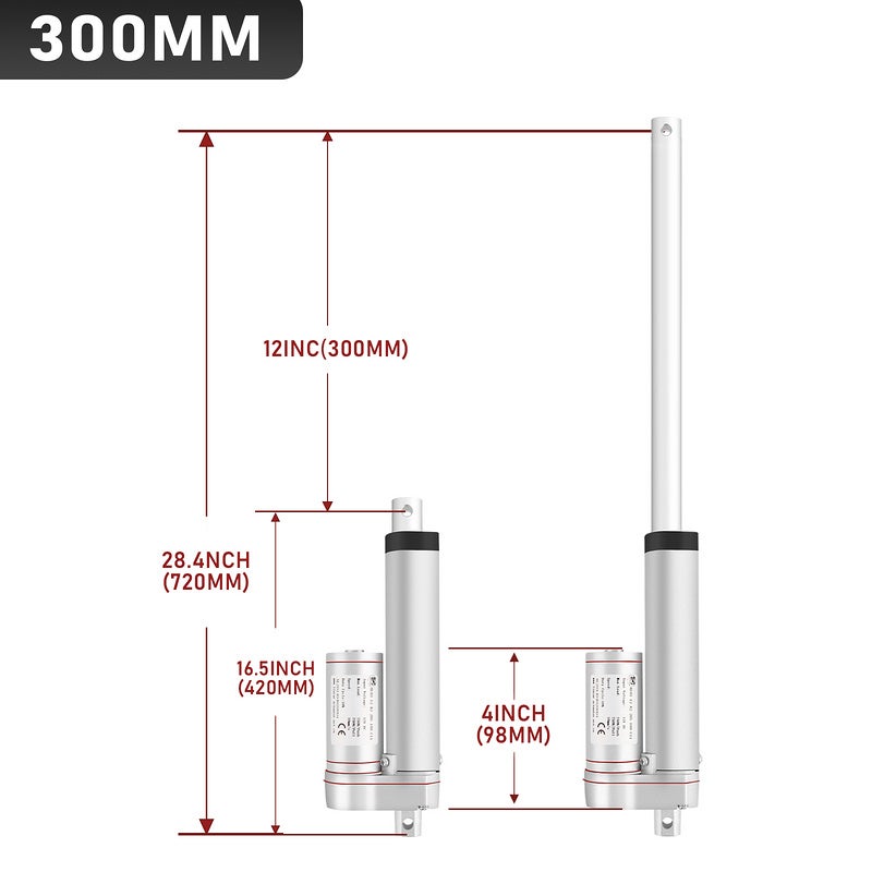 Actionneur linéaire 12V, Moteur linéaire 300 mm Linear Actuator Entranement moteur linéaire 1500 N - 2