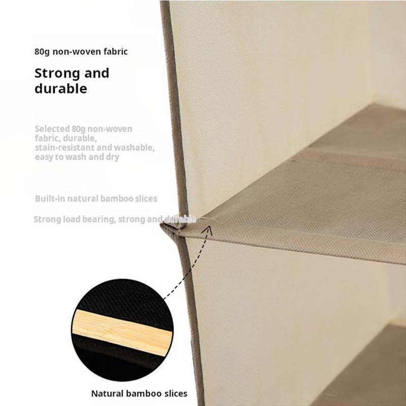 1pc Organizador de armário suspenso 6 prateleiras com bolsos laterais, saco suspenso lavável dobrável multicamadas para roupas, quarto, bege - 9
