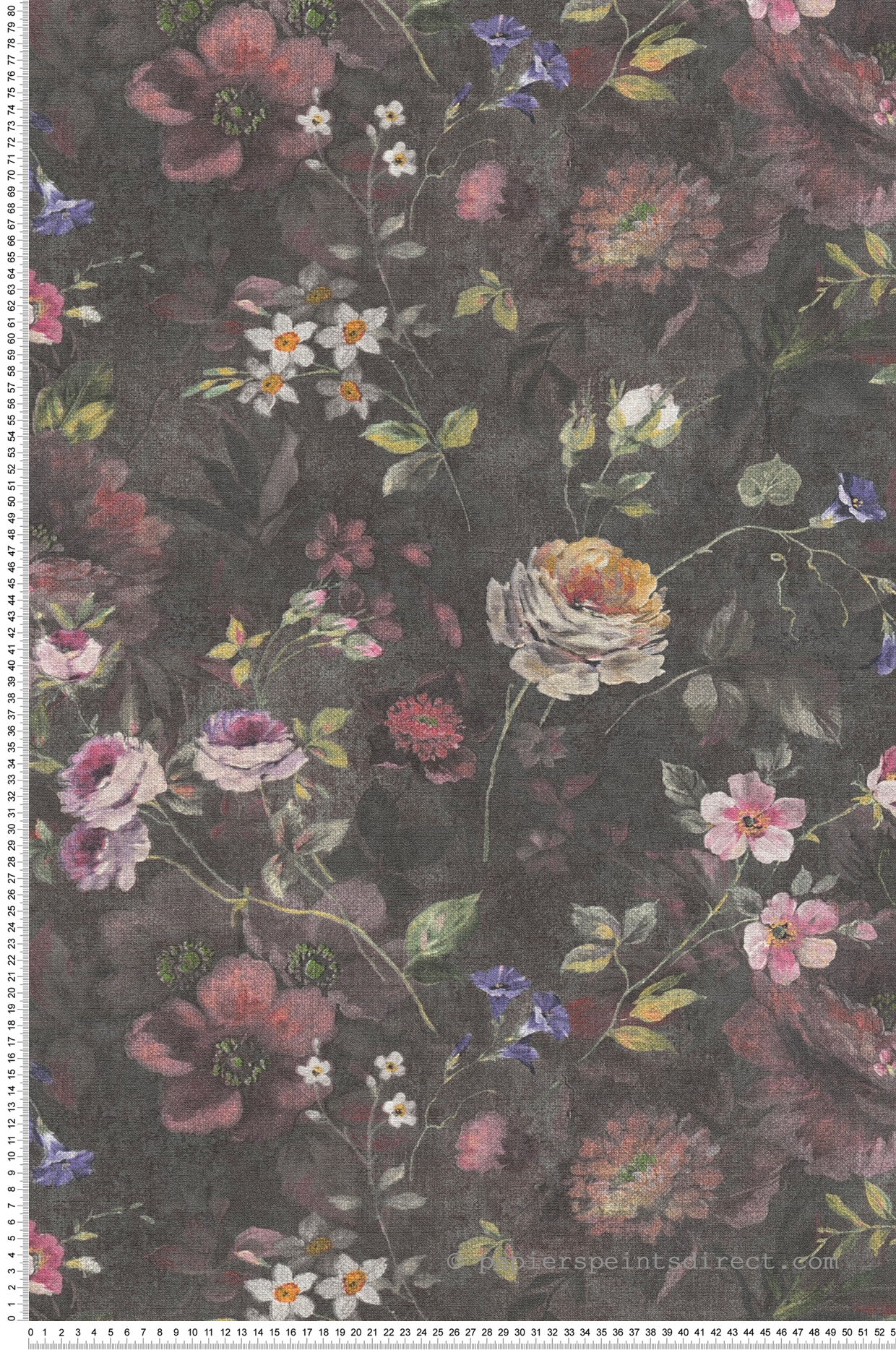 Papier Peint Intissé A.S. Creation 386361 – Motif Fleurs Noir – 10.05 X 0.53 M – Lavable