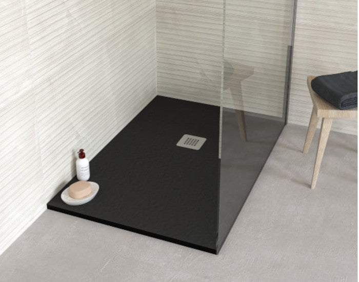 Piatto doccia 70x90 h.2,8 in marmo resina effetto pietra nero opaco Ardesia - 2