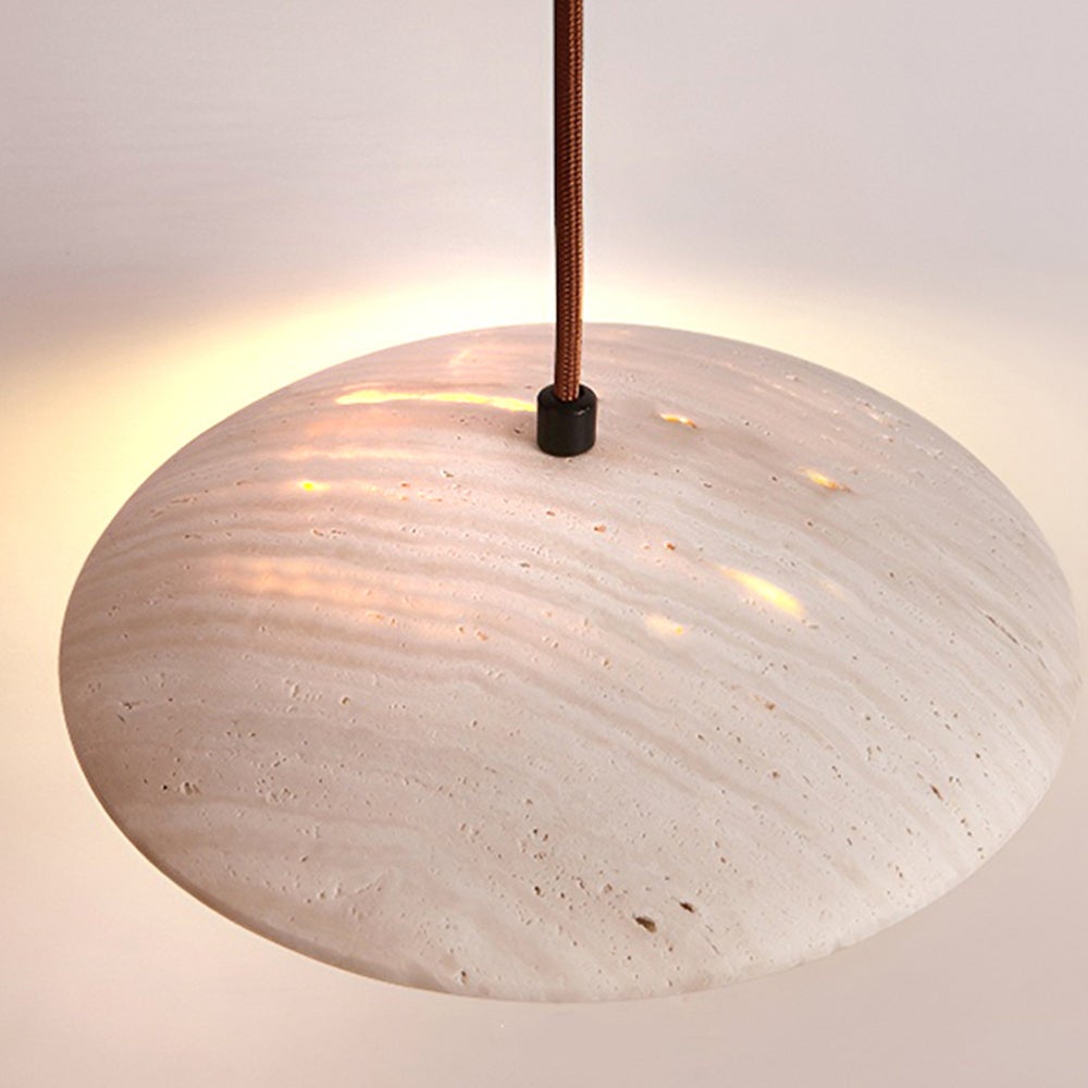 Lustre ARTURESTHOME en pierre et bois, un excellent choix pour l'éclairage des espaces de style moderne, D26 cm x H8 cm,Naturel - 3