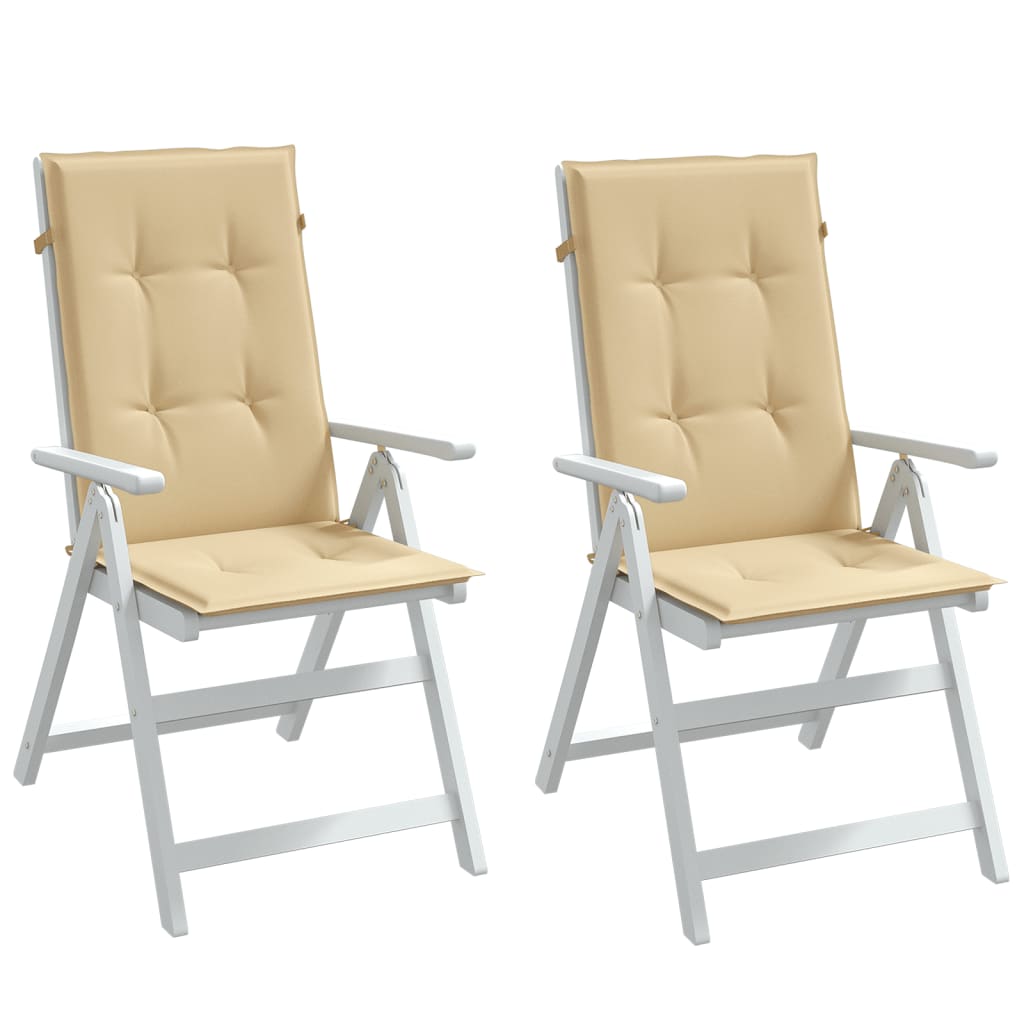 Cojines silla respaldo alto 2 uds tela beige melange 120x50x4cm v0829 ...