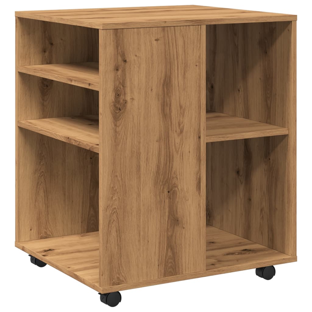 Armadietto Con Ruote VidaXL Rovere Artigianale 60x53x72 Cm - Mobiletto Rotante Per Scrivania, Ideale Per Ufficio