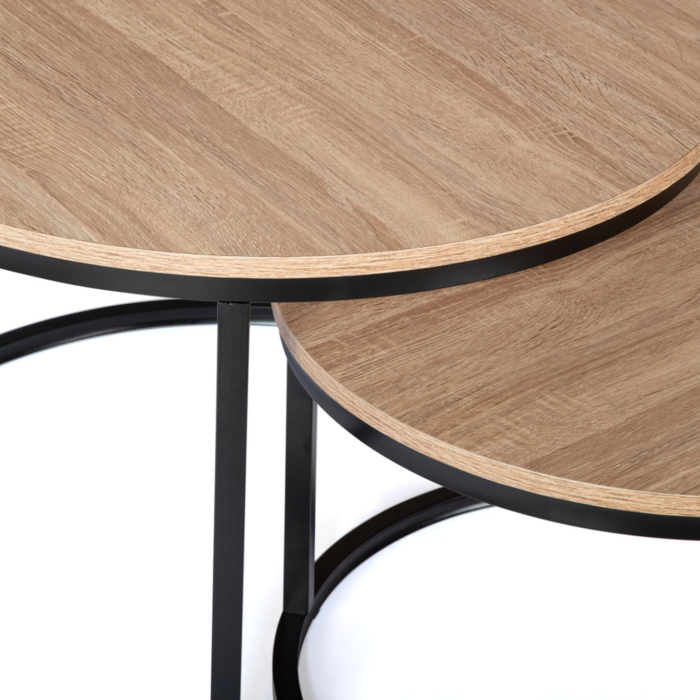 Lot de 2 tables basses gigognes DETROIT rondes 54/70 design industriel - 4