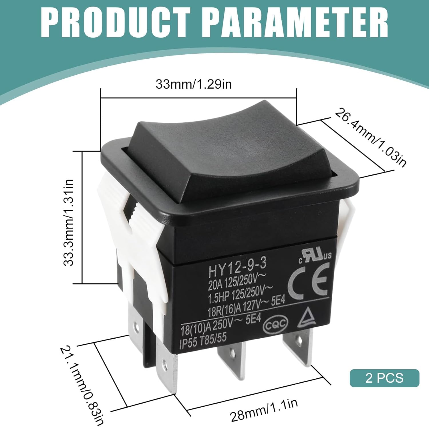 YINETTECH 2pcs Interrupteurs à Bascule à 6 Broches 250 VCA 1