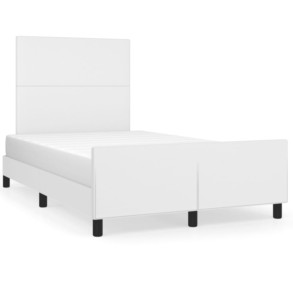 Cadre de lit sans matelas blanc 120 x 190 cm similicuir - 2
