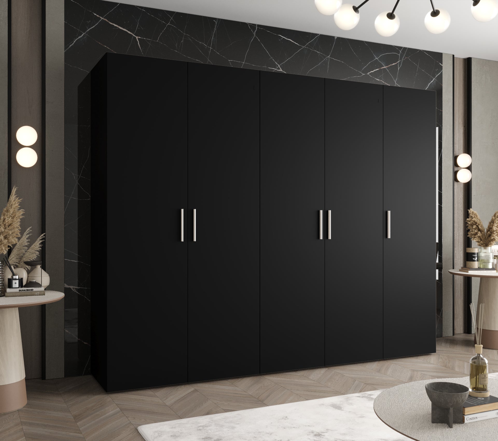Szafa uchylna otwierana Bari 1 250 x 52 x 202 cm czarny + u. srebrny Abiks Meble - 2