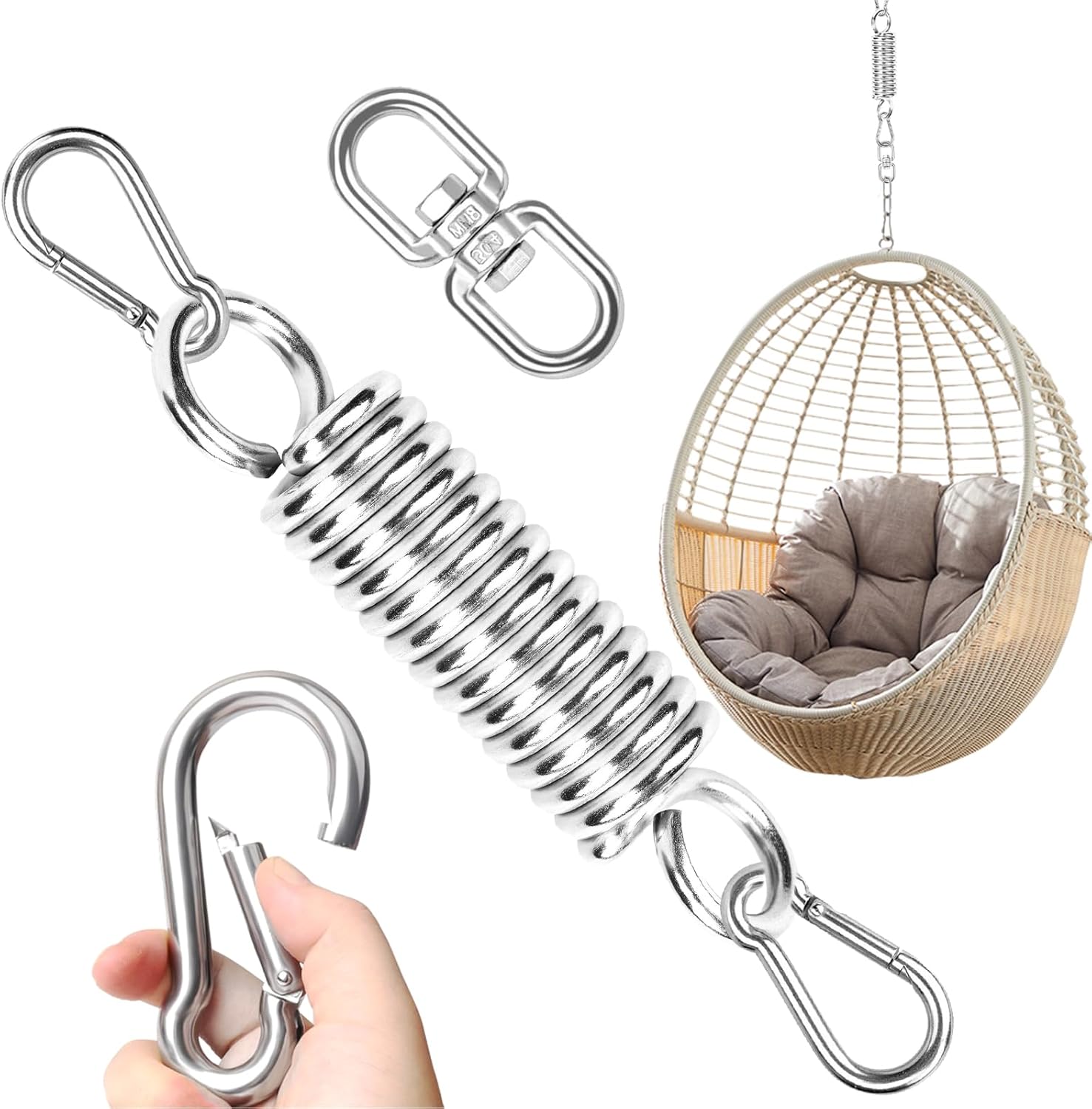 Lot de 6 mousquetons à clés avec porte-clés - Avec fermeture à ressort