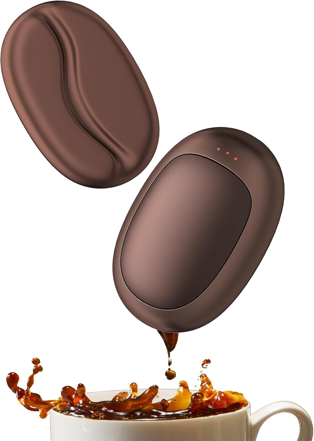 Akumulatorowe ogrzewacze do rąk, elektryczne ogrzewacze do rąk 5000 mAh (opakowanie 2 szt.), 3 poziomy grzania, brązowe