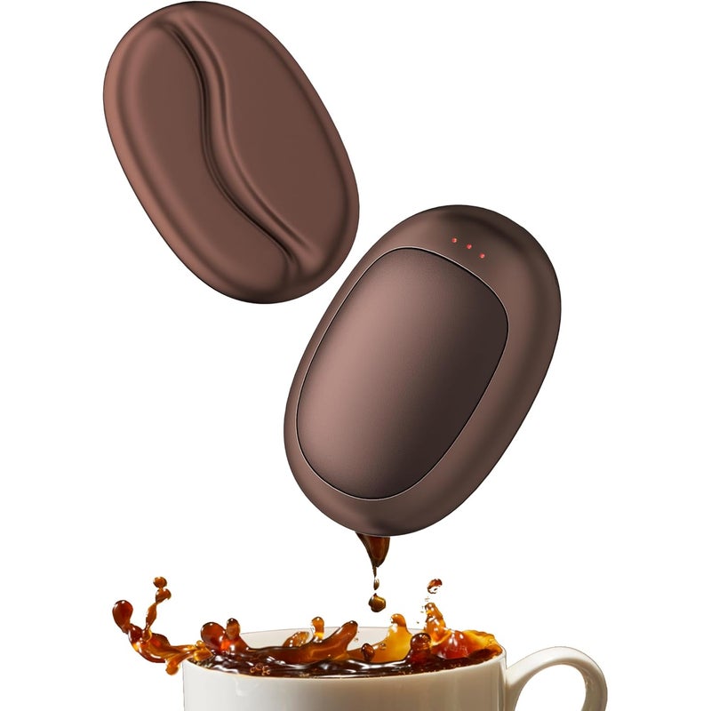 Akumulatorowe ogrzewacze do rąk, elektryczne ogrzewacze do rąk 5000 mAh (opakowanie 2 szt.), 3 poziomy grzania, brązowe