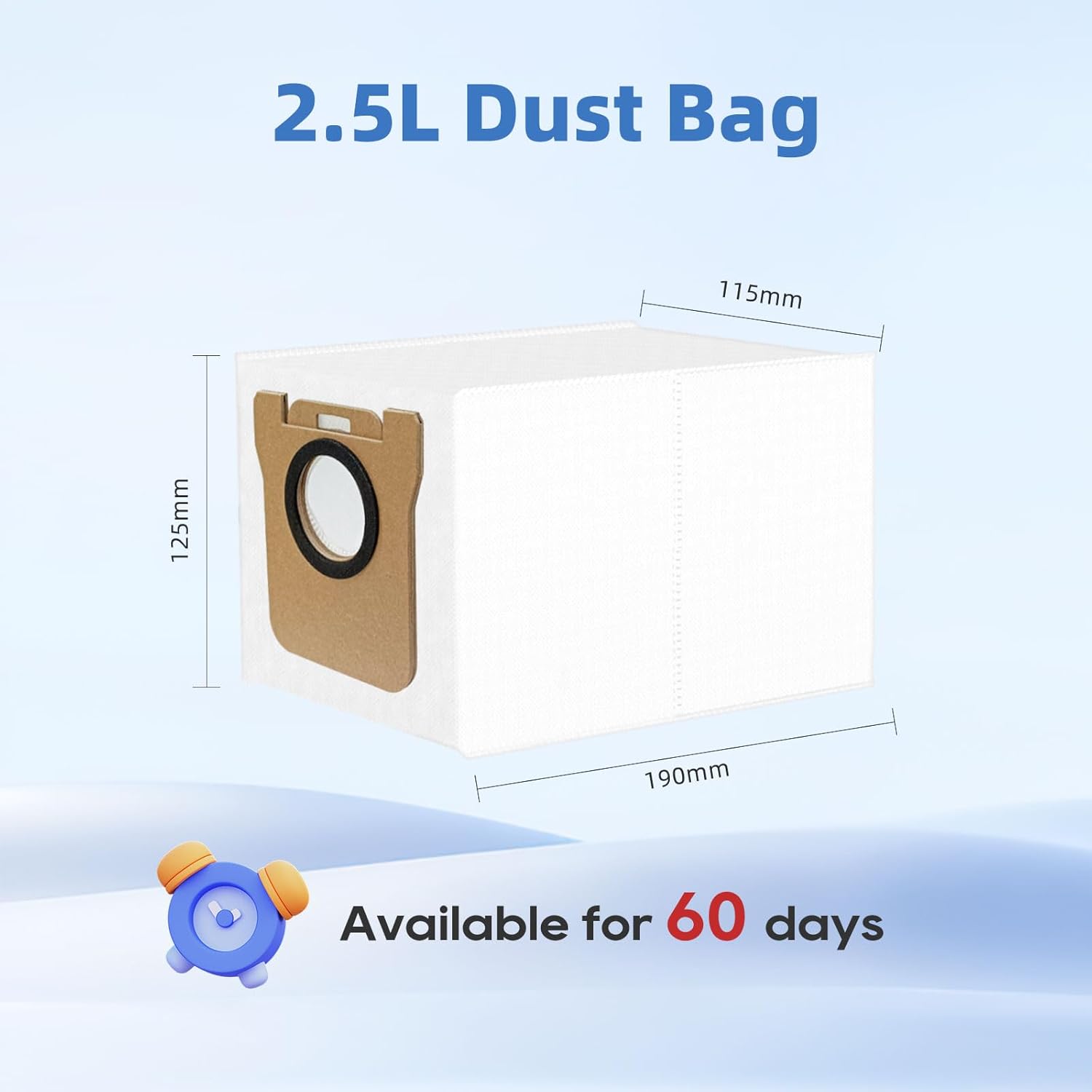 Pacote com 5 sacos para aspirador de pó compatíveis com Xiaomi X20+ / X20 Max / X20 Pro / X10 / X10 Plus, Dreame L10 L10s L20 L30 Ultra, acessórios JO - 3
