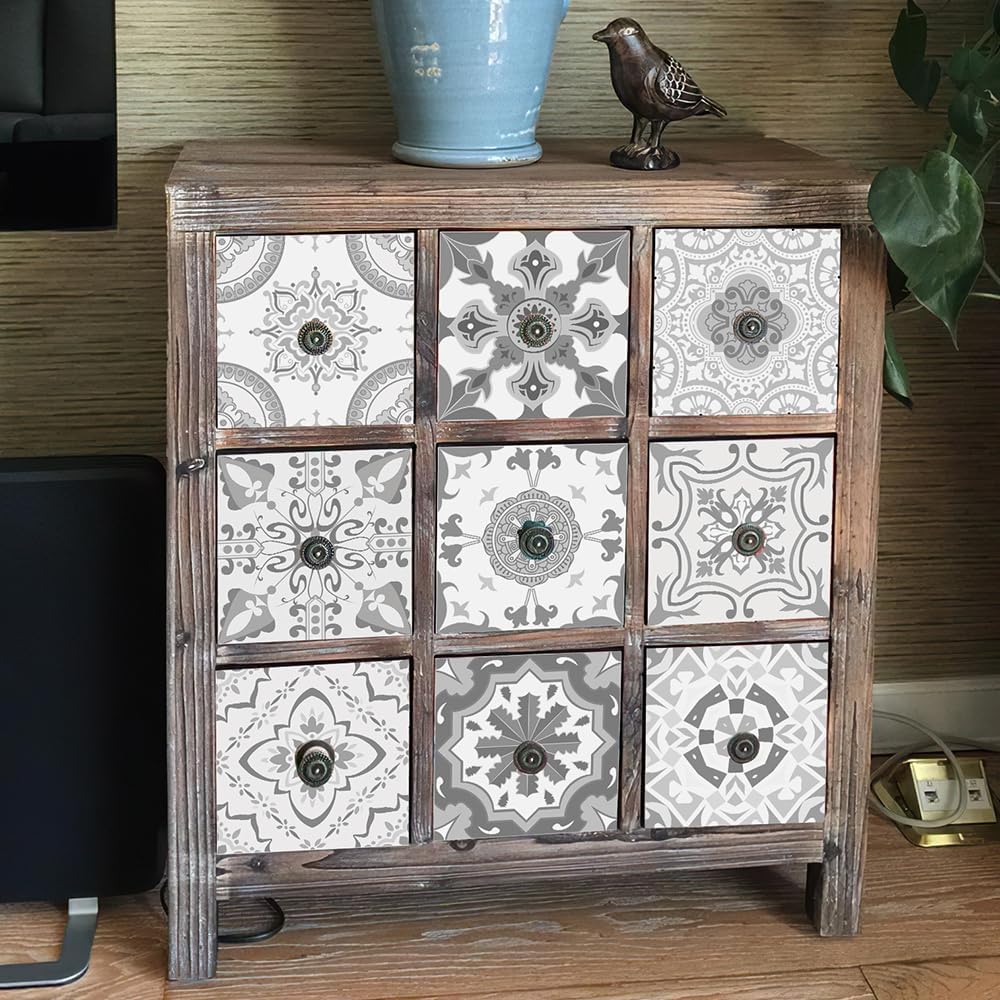 24 autocollants carreaux 15×15cm pour cuisine - 3D en noir et blanc - Autocollants carreaux étanches et résistants à l’huile - Adhésifs autocolla - 4