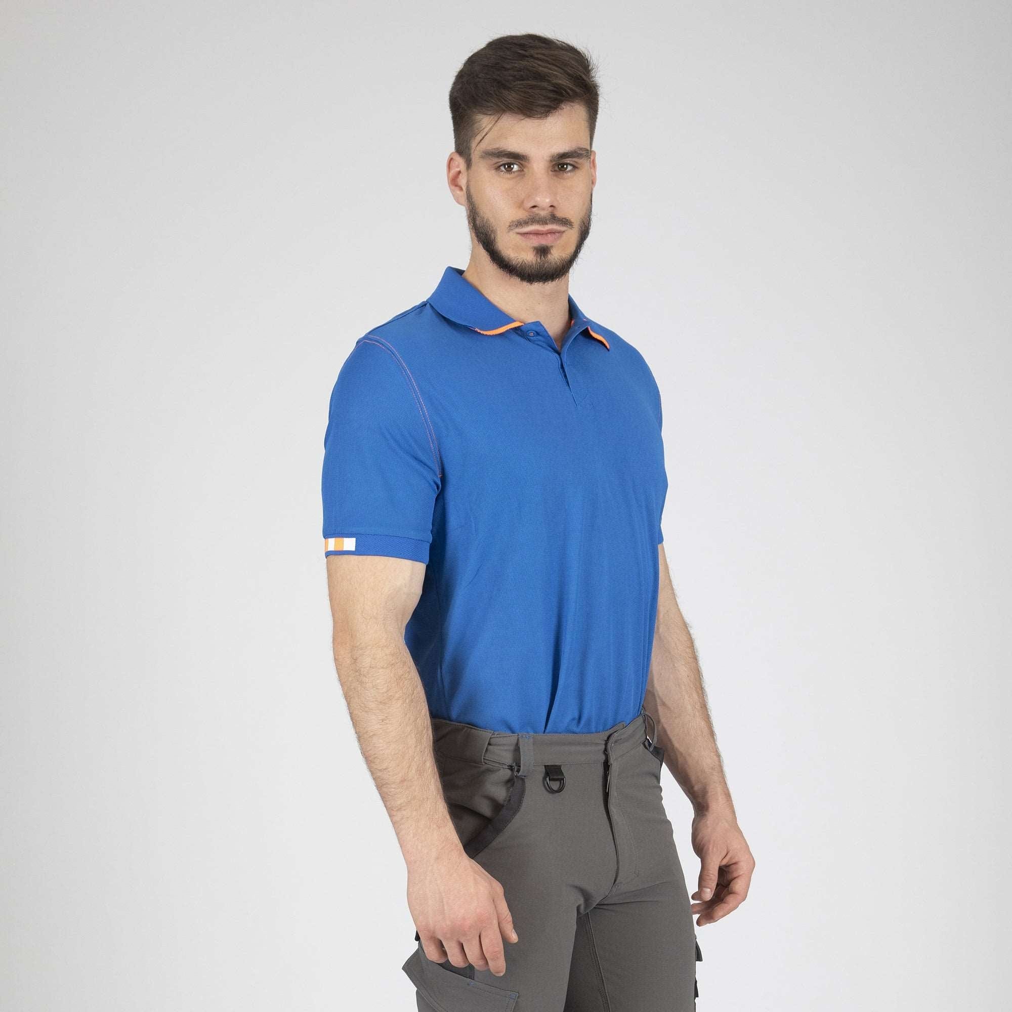 BEVEN - POLO DE TRAVAIL - 1404 Bleu , Orange fluo S | Leroy Merlin